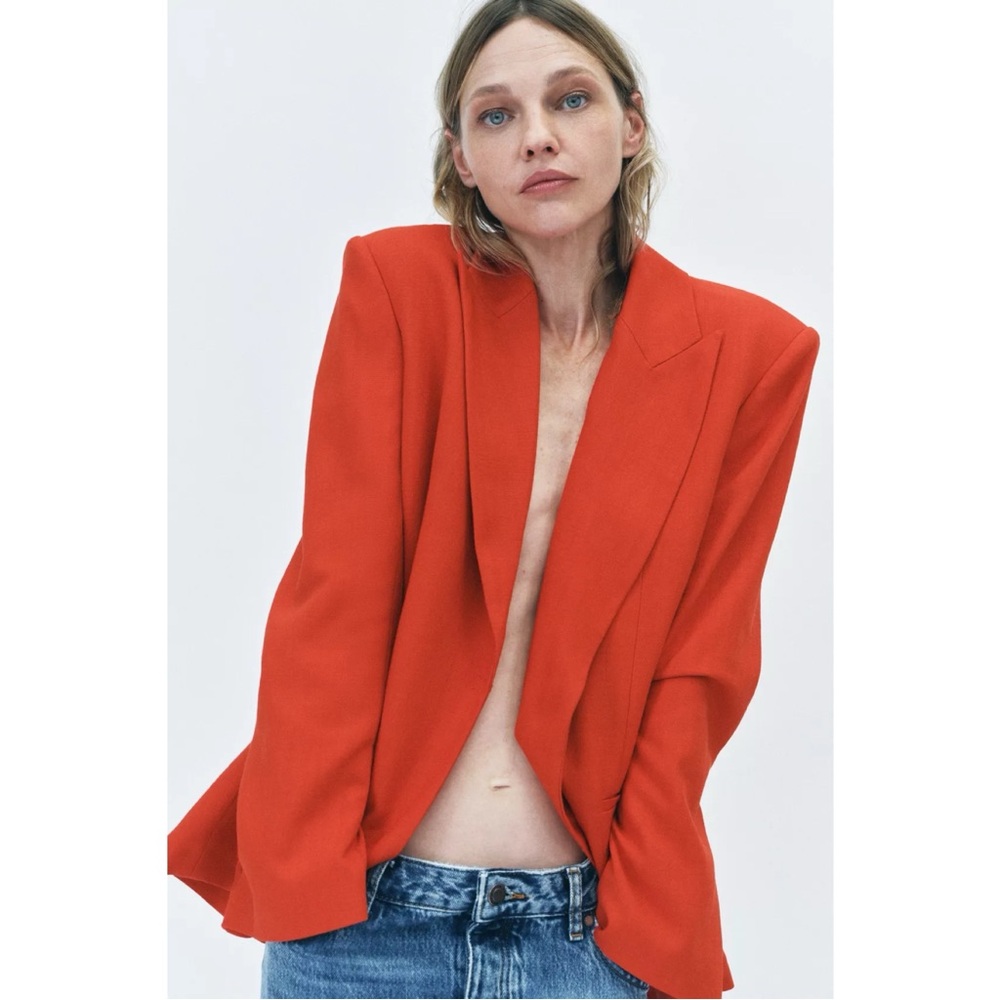NWT Zara Collection Double Breasted Jacket in Pumpkin size Small